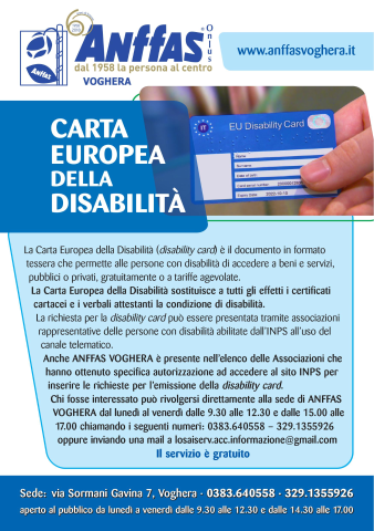 CARTA EUROPEA DELLA DISABILITÀ (DISABILITY CARD)