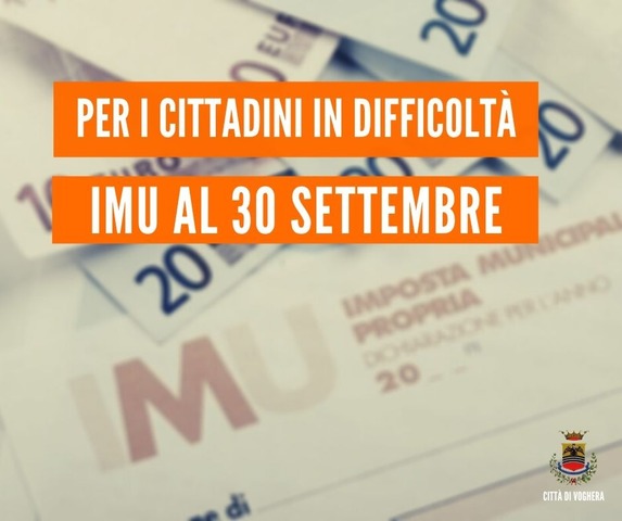 Imu spostata al 30 settembre per i cittadini in comprovata difficoltà economica