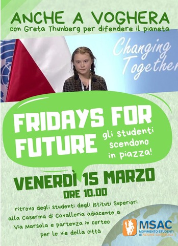 Anche a Voghera "Friday for Future", venerdì 15 marzo